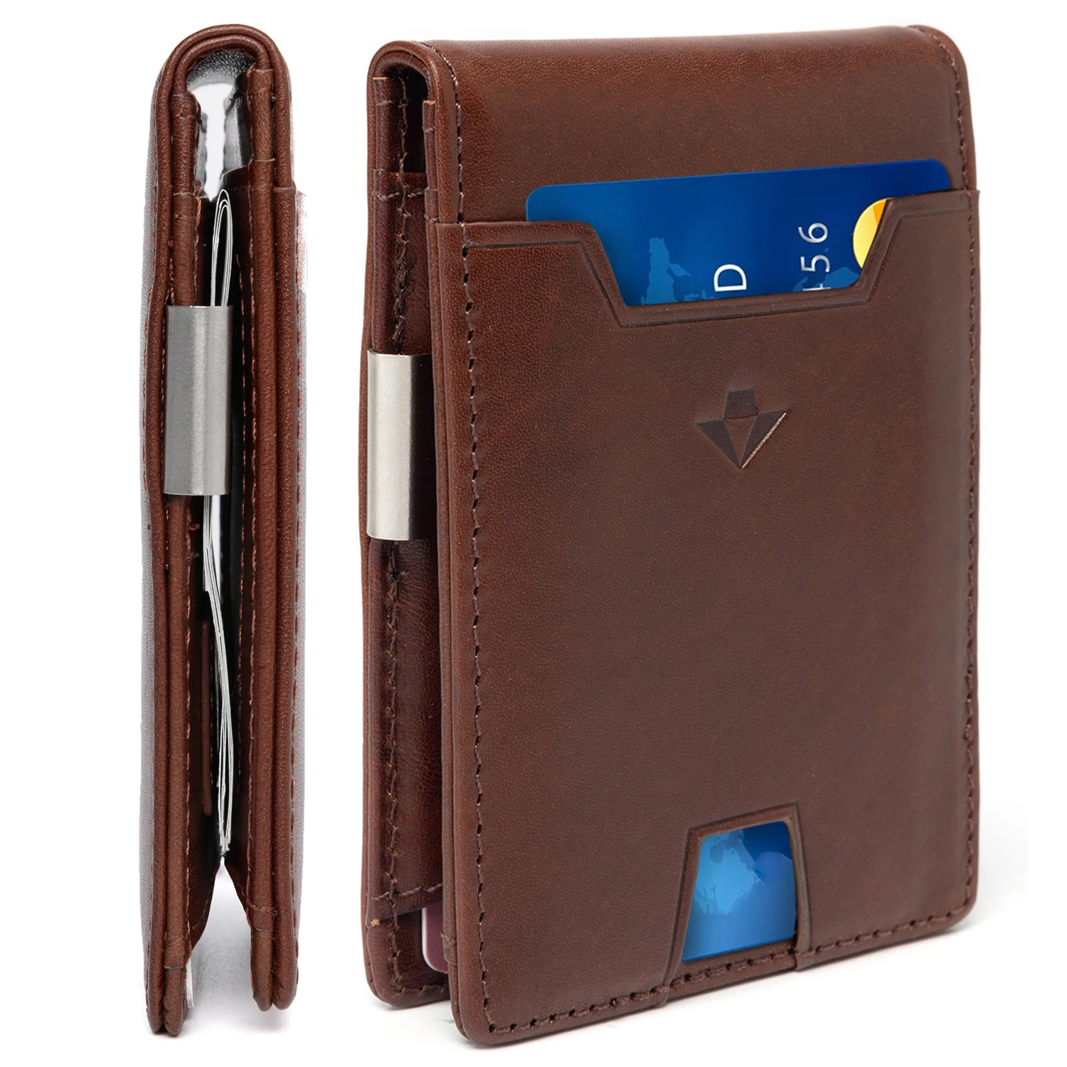 HANMIIS Distressed Handcrafted Full-Grain Leather Card Holder | Men's Ultra-Slim Retro ID Wallet & Minimalist Pocket Purse