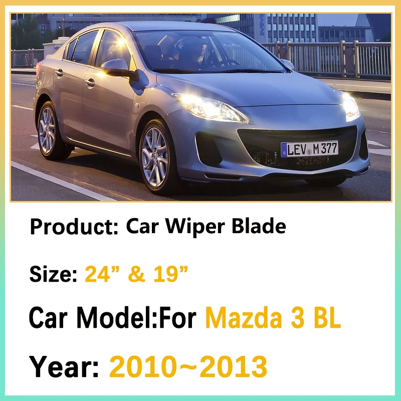 شفرات ممسحة السيارة الأمامية لمازدا 3 BL MK2 2010-2013 Mazda3 U-نوع المطاط نافذة الزجاج الأمامي ماسحات الزجاج الأمامي اكسسوارات 24 "+ 19"