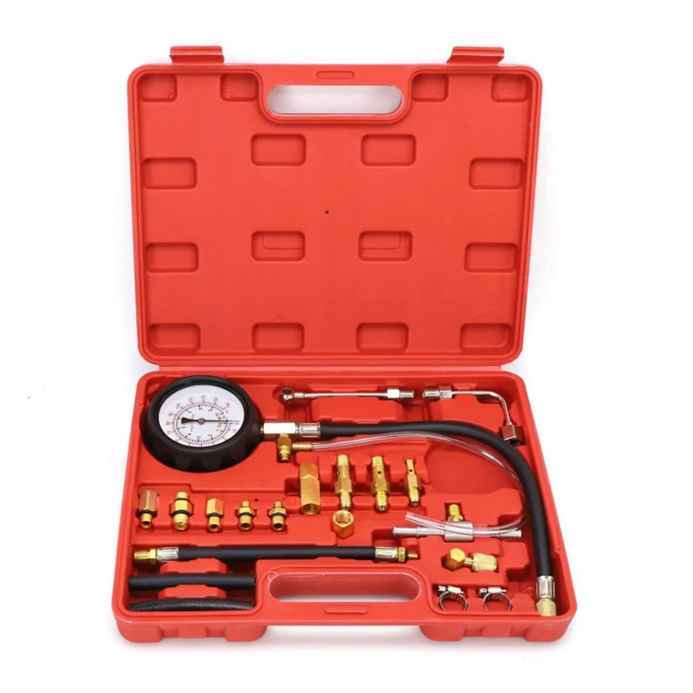 TU-114 Fuel Pressure Gauge Kit 0-140PSI Fuel Injector Injection Pump Pressure Tester Gauge Gas Oil Pressure Tool Gasoline Tester