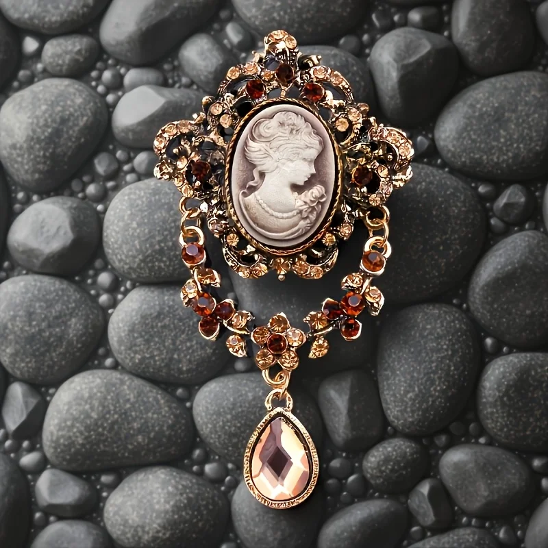 خمر النقش الفيكتوري كريستال حفل زفاف النساء الرجال أنيقة قلادة بروش دبوس مجوهرات