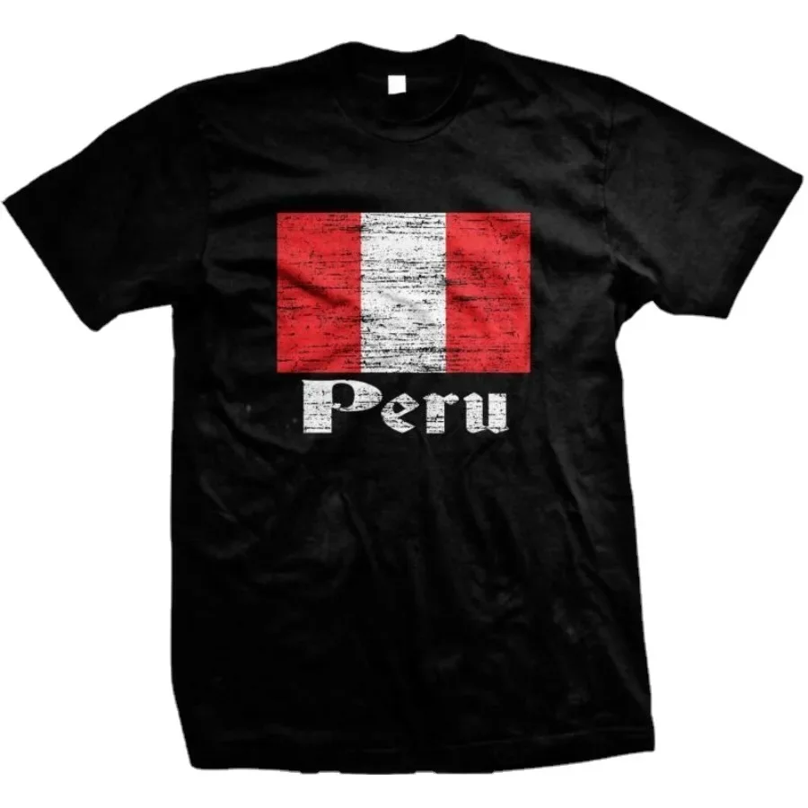 

Peru Flag Text Peruvian Pride Orgullo Bandera Peruana T-Shirt 100% Cotton O-Neck Short Sleeve Summer Casual Mens T-shirt