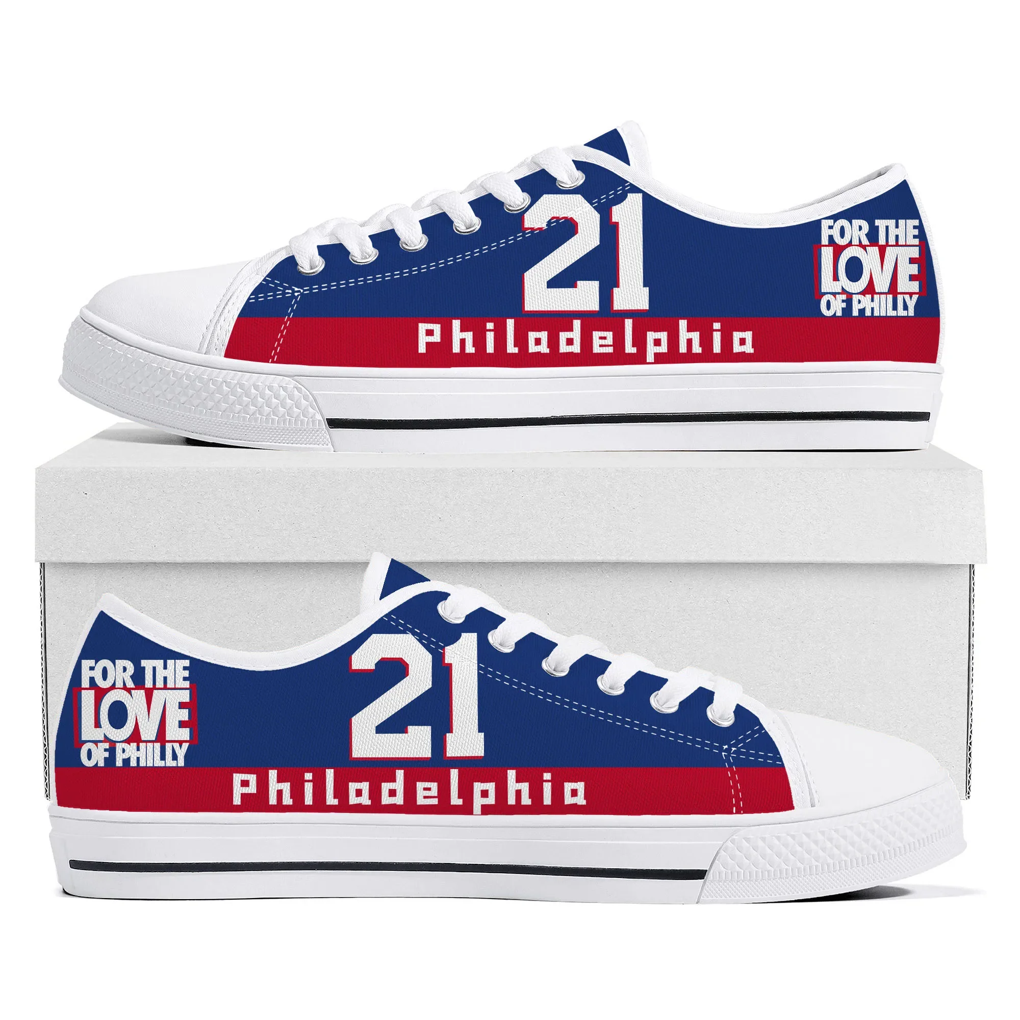 Philadelphia Number 21 1 0 For the Love of Philly Low Top Sneakers Mens Womens Teenager Canvas Sneaker Casual Custom Made Shoes