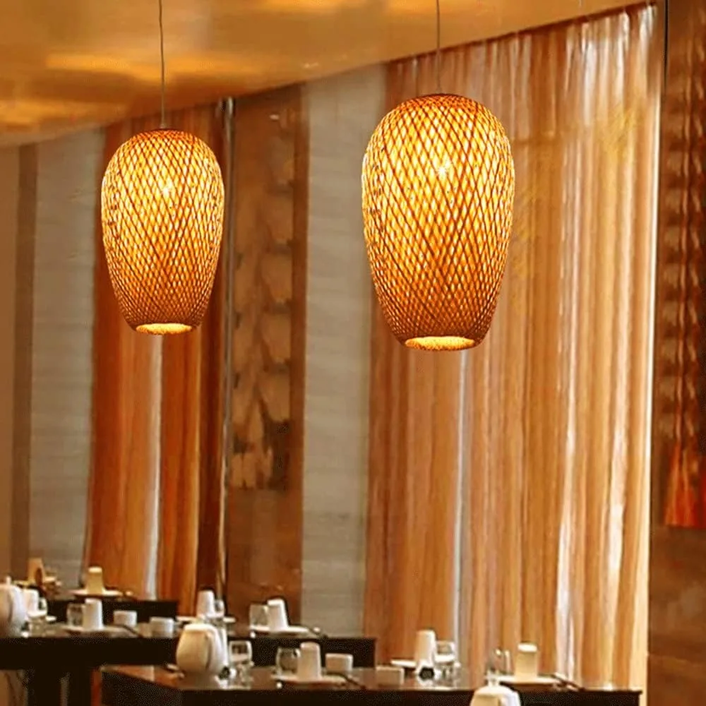 JOYINLED Natural Bamboo Lamp Shade Hand Woven Chandeliers Dining Room Pendant Lamp E27 Home Decoration LED Lighting Lamps