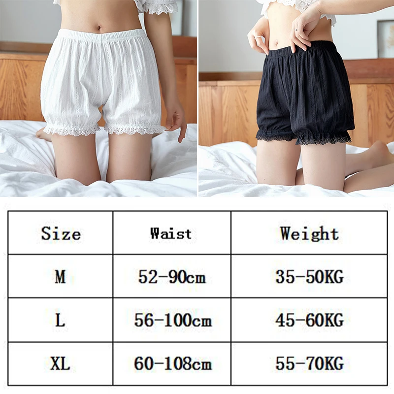 M-XL Womens Lace Bloomers Shorts Ruffled Pettipants Victorian Pumpkin Pants Panties Booty Shorts Lolita Dress Safety Shorts