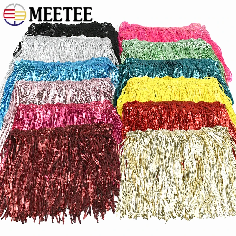 

2/5/10Y 17cm Sequins Fringe Tassels Glitter Lace Trim Fringes for Shawls Dress Decorative Trimmings Stitching Sewing Accessories