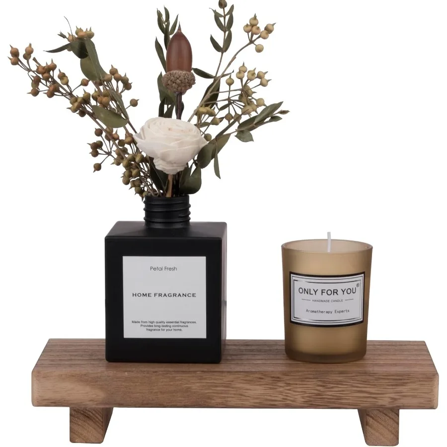 

Small Wood Tray Pedestal Stand Farmhouse Bathroom Decor Decorative Wooden Riser Kitchen Soap Dish Holder for Vanity Counter Sin