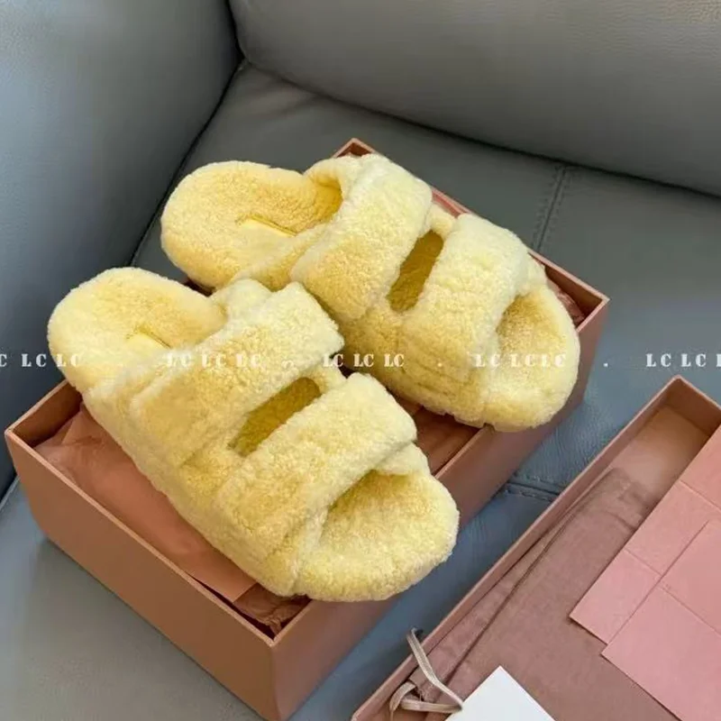 

Fur Women Slippers Flats Casual Short Plush Cotton Shoes 2025 Fashion Winter Flip Flops New Walking Comfort Home Mujer De Botas