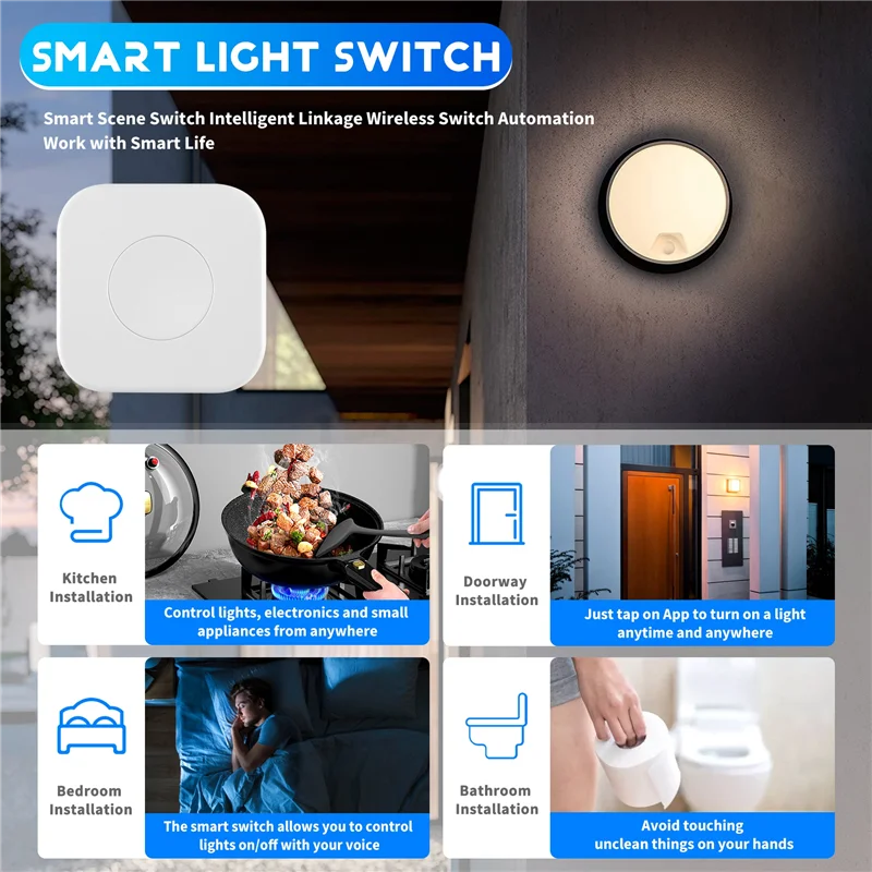 

-A42U Кнопка Tuya Zigbee Умный переключатель сцен Устройства Zigbee Кнопка автоматизации Работает с Smart Life