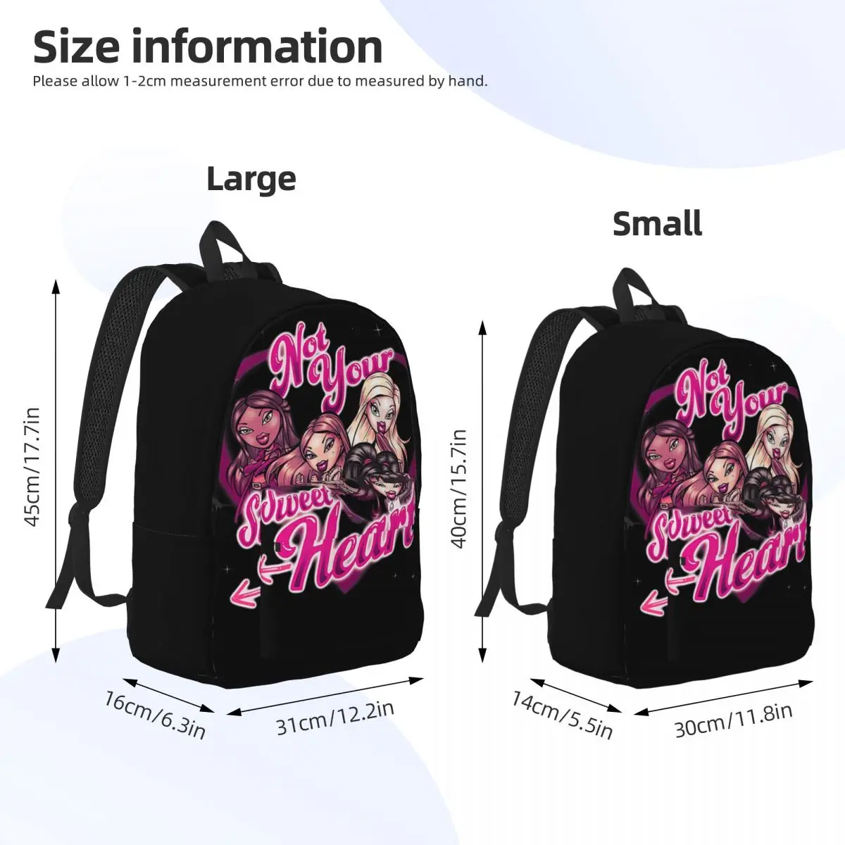 Bratz Not Your Sweet Heart mochila para el Día de San Valentín para hombres y mujeres, mochila informal para estudiantes, senderismo, viaje, mochila para computadora portátil, bolsas de lona para regalo