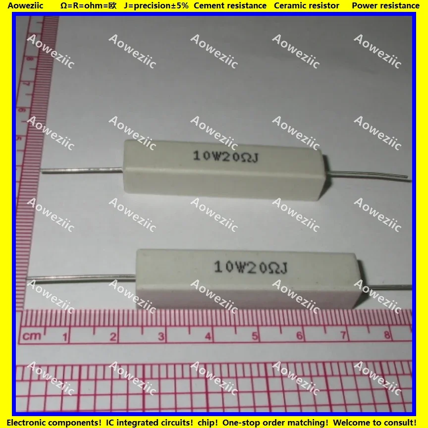 10 шт. RX27 горизонтальный цементный резистор 10 Вт 20 Ом 20 R 20 RJ 10W20RJ 10W20 Ом керамическое сопротивление точность 5% сопротивление мощности