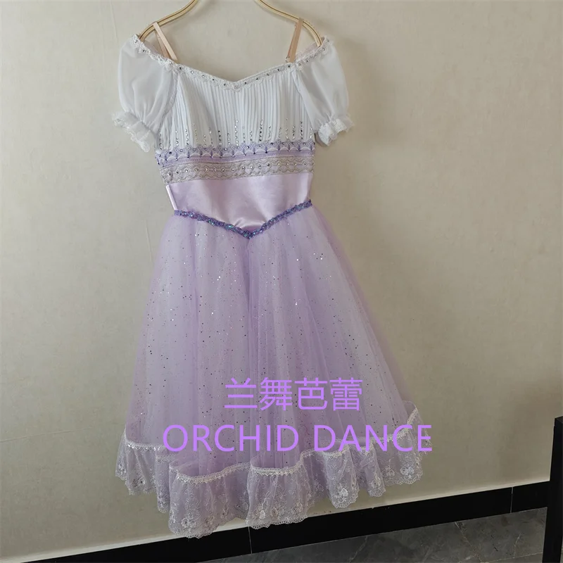 BT01664 Alta Qualidade Tamanho Personalizado Crianças Meninas Ballet Dança Performance Wear Gilsay Lilás Longo Vestido Tutu Romântico