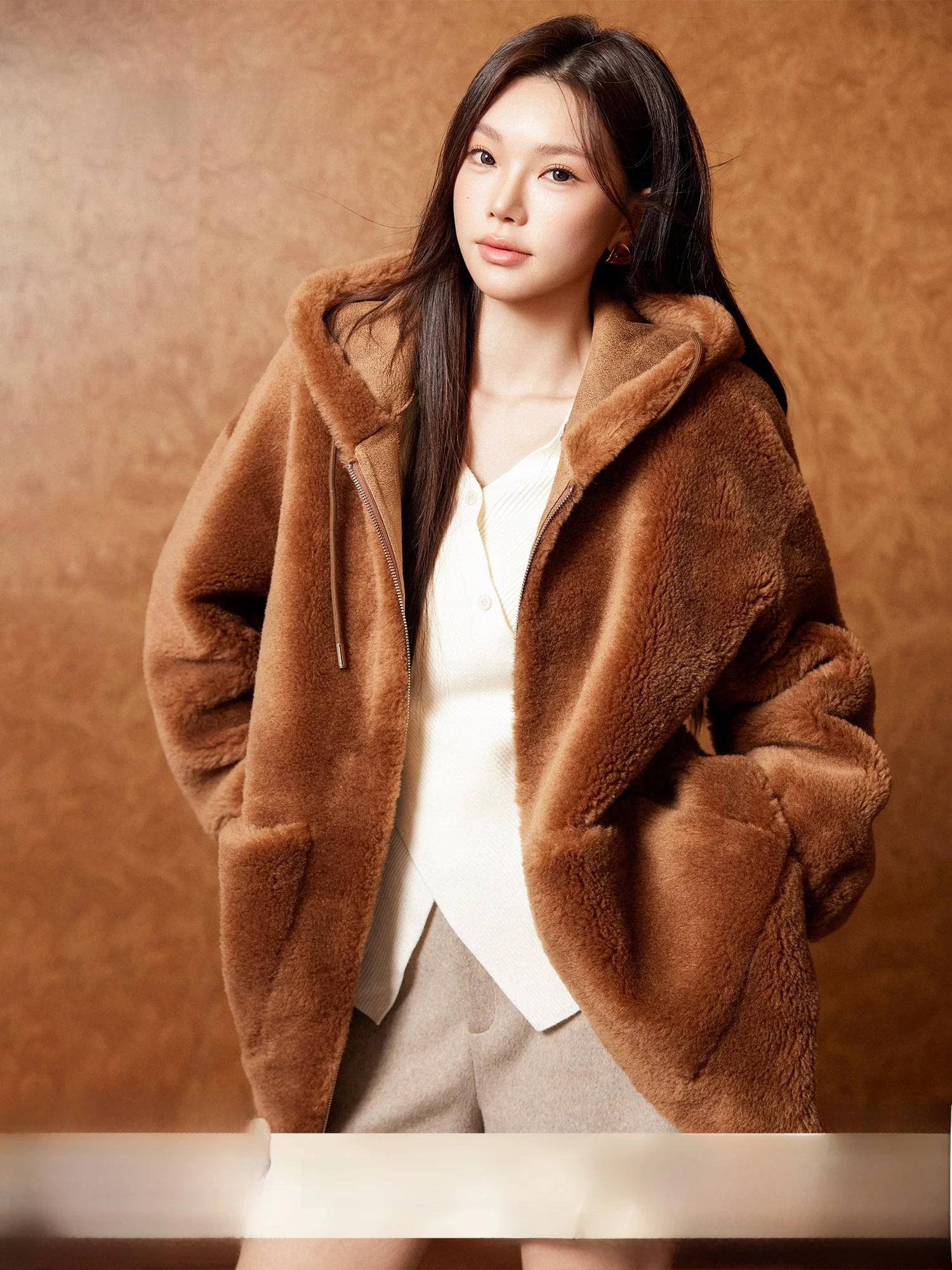 

Зимнее женское пальто Plusmall Plu Diary с капюшоном, новое, из искусственного меха и замши, повседневное, свободного кроя, утепленное