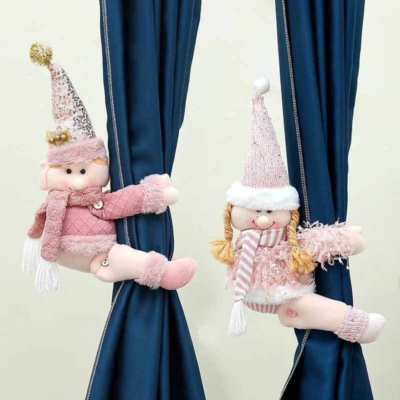 2025 Christmas Decorations Creative Pink Elf Curtain Buckles Home Window Decoration Curtain Hangings Decoracion De Cortinas