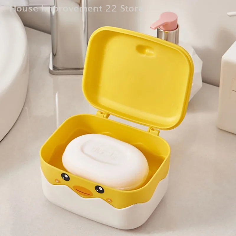 1PC scatola di sapone in plastica a forma di anatra portasapone per cartoni animati portasapone drenabile contenitore per sapone vassoio accessori per il bagno