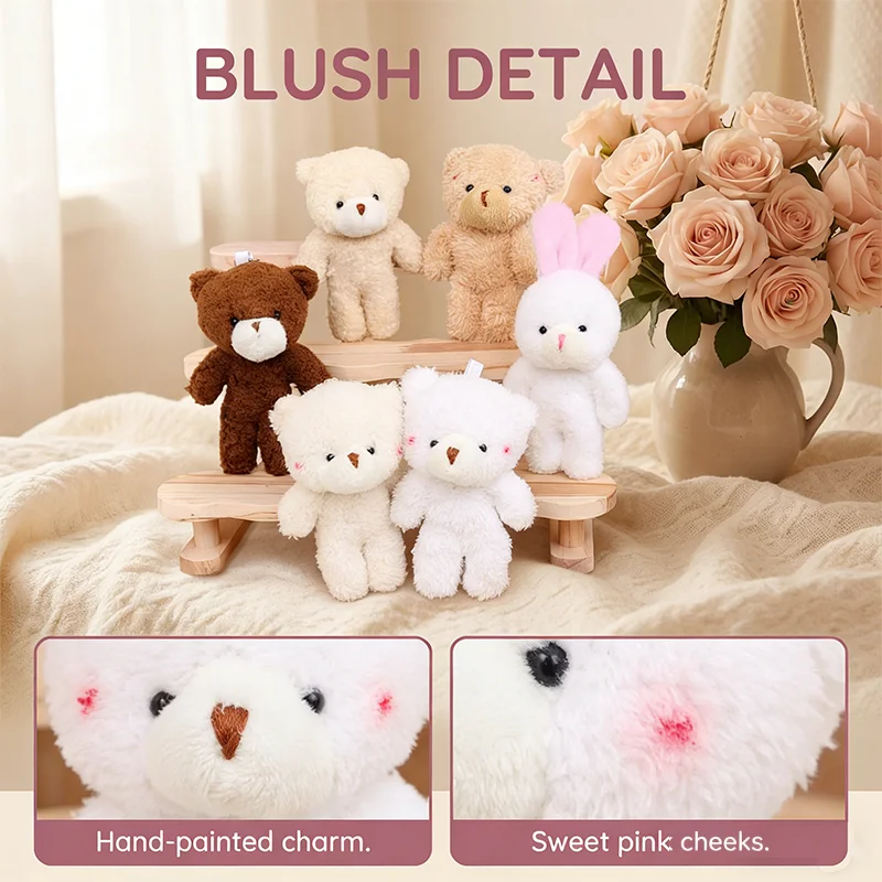 10 Stück Mini Plüschbären Niedliche Tierfiguren Kleine Bären-Puppen Spielzeug Schlüsselanhänger Taschenanhänger Ornament Weiches Stofftier Mädchen Party Geschenk – Detail 2