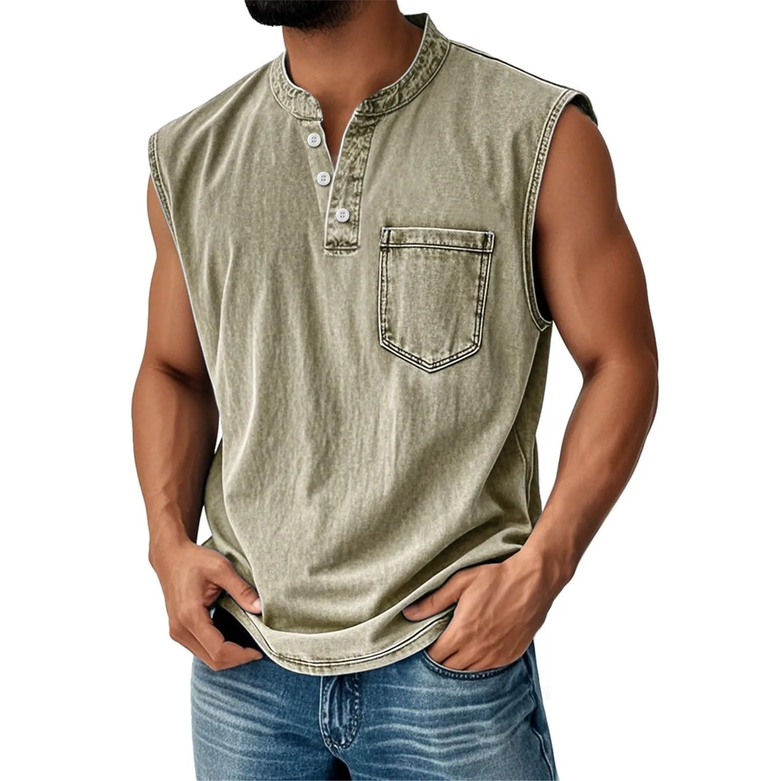 2026 Sleeveless T-shirt for Young Men - Casual and Trendy Open-Front Style