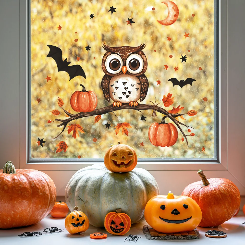 1pcs Removable PVC Windows Stickers Kids Room Decoration Home Cartoon Tree Branch Owl Glass Decals for Bedroom Decor