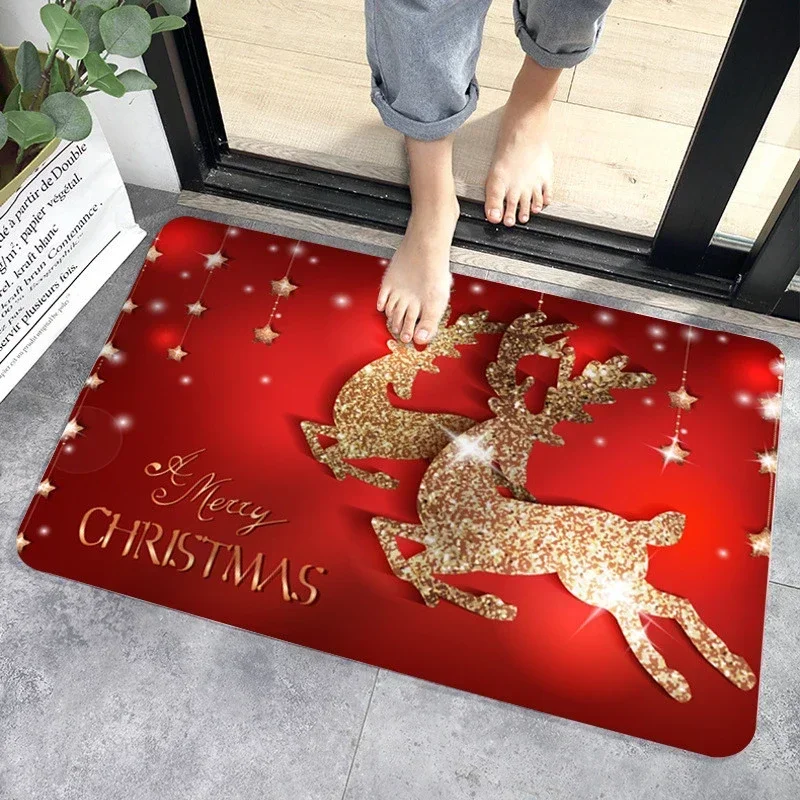 

ChristmasEntrance Door Mat Bedroom Home Floor Decoration Bathroom Anti-slip Carpet Cartoon Cute Santa Claus Christmas Gift