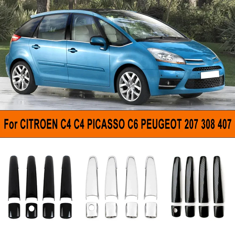 

Накладка на дверную ручку автомобиля, наклейка, Стайлинг, устойчивые к царапинам аксессуары для CITROEN C4 C4 PICASSO C6 PEUGEOT 207 308 407