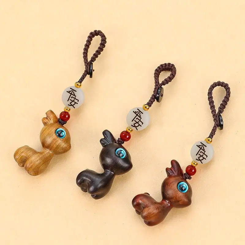 Miniature Wooden Small Deer Figures Ornament,Cute Animal Creative DIY keychain Pendant,Kids Graduate Souvenirs Holiday gifts