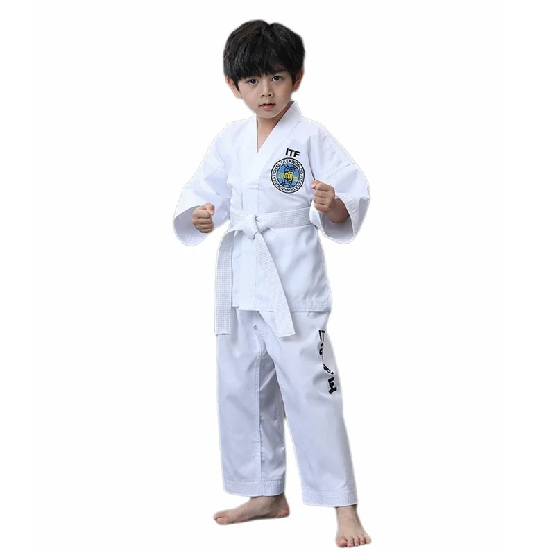 Taekwondo uniform full embroidery competition training children and adolescents version embroidery belt two-piece set