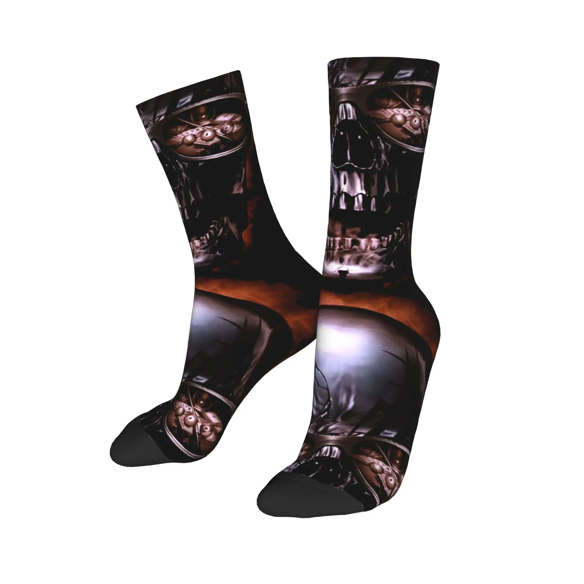 

Custom Heavy Metal Skull Mens Crew Socks Unisex Cool Rock Spring Summer Autumn Winter Dress Socks