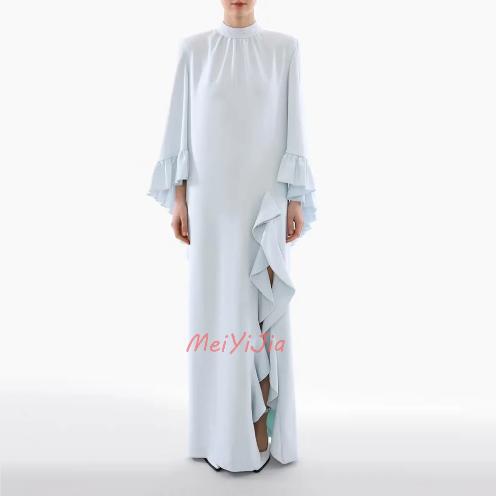 

MeiYiJia High-Neck Long-Sleeves Ruffle Mermaid Simple Floor-Length Saudi Arabia Sexy Evening Birthday Club Outfits Summer 2024