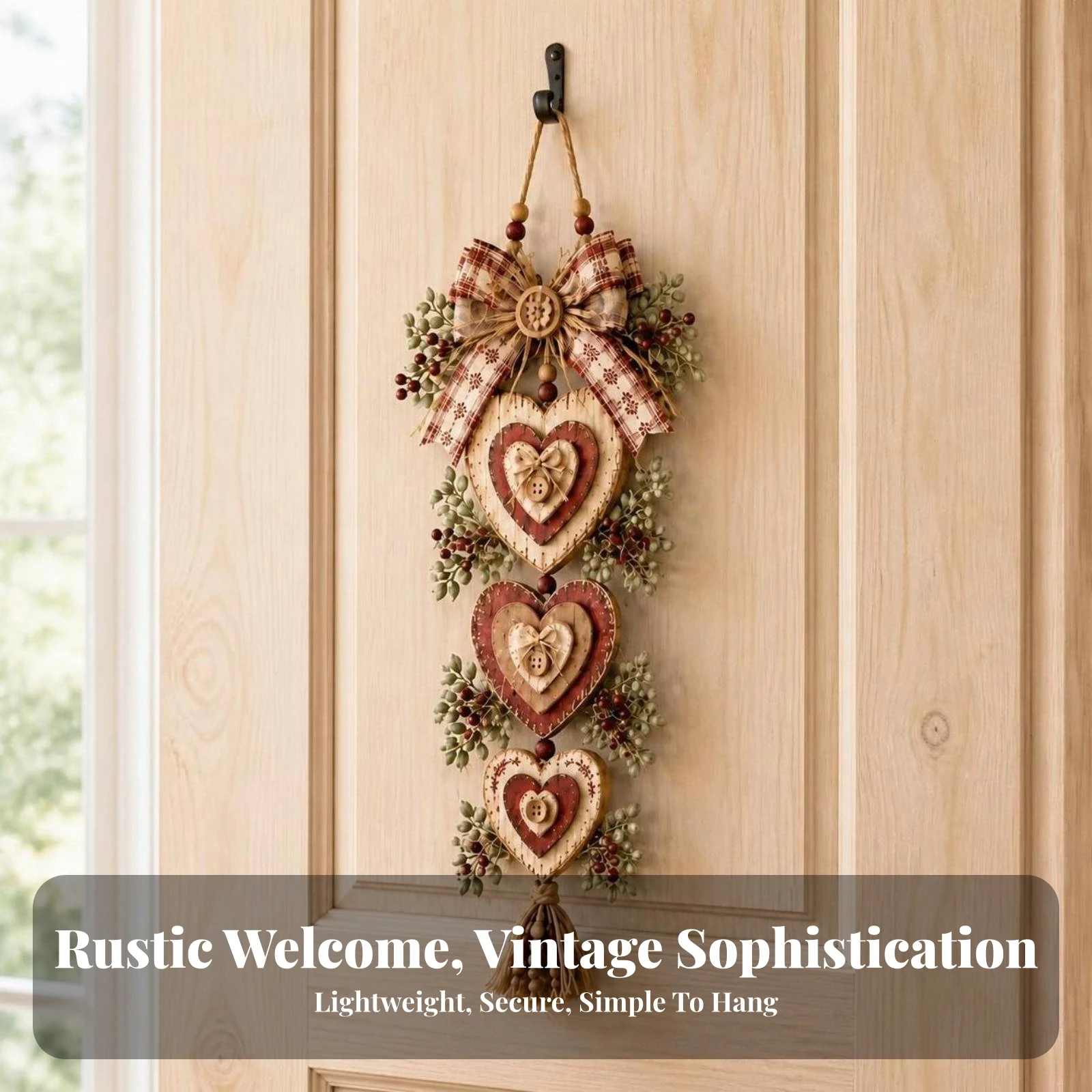Layered Heart Wall Decor Neutral Rustic Heart Wall Decor Cozy Romantic for Entryway, Living Room
