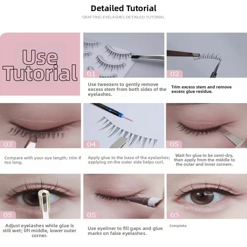 Black Anime Cartoon False Eyelashes 7-14MM Easy To Wear DIY Lashes Extension Eye Makeup Curvature C Thick Dense Fake Eyelashes