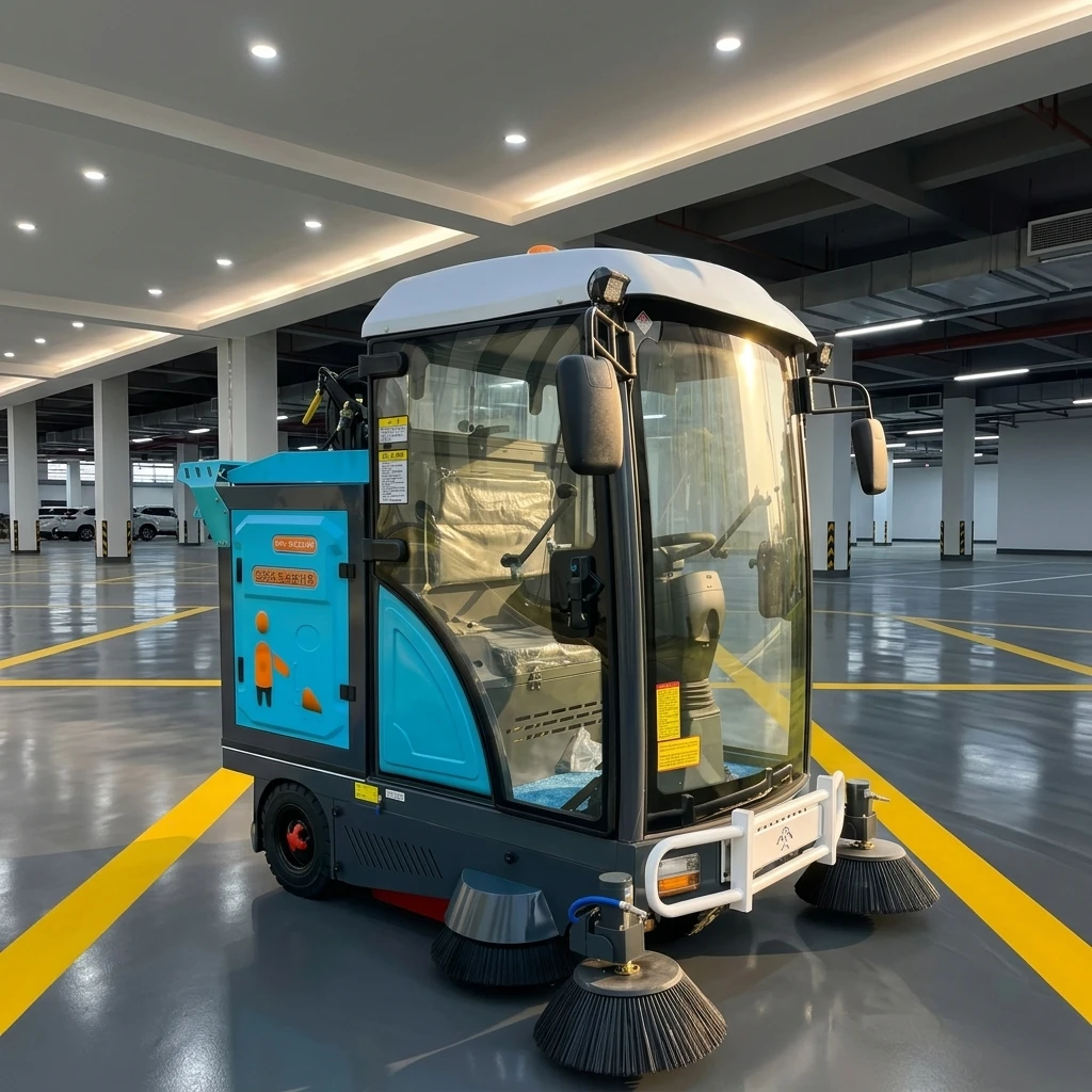 4 Side Brushes Ride-On Sweeper Industrial Main Brush Road Cleaner for Large Warehouse Factory Floor