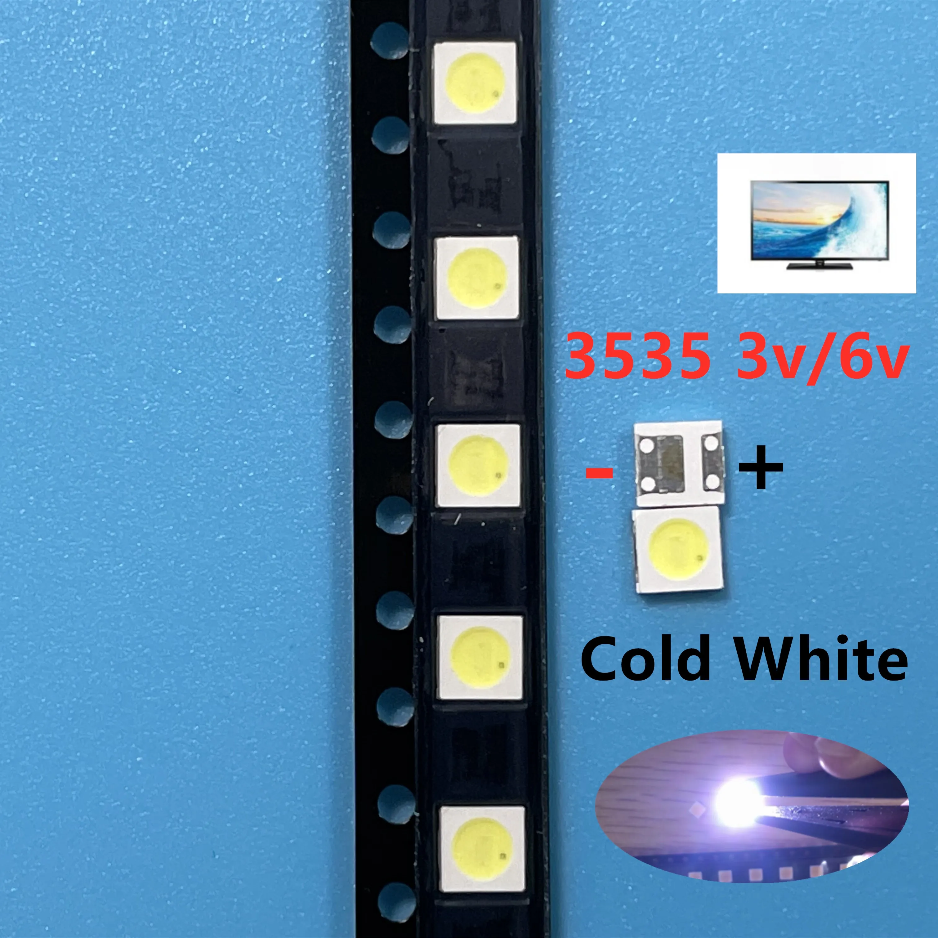 50-100PCS 2W 6V 3V 1W 3535 SMD LED Replace LG Innotek LCD TV Back Light Beads TV Backlight Diode Repair Application