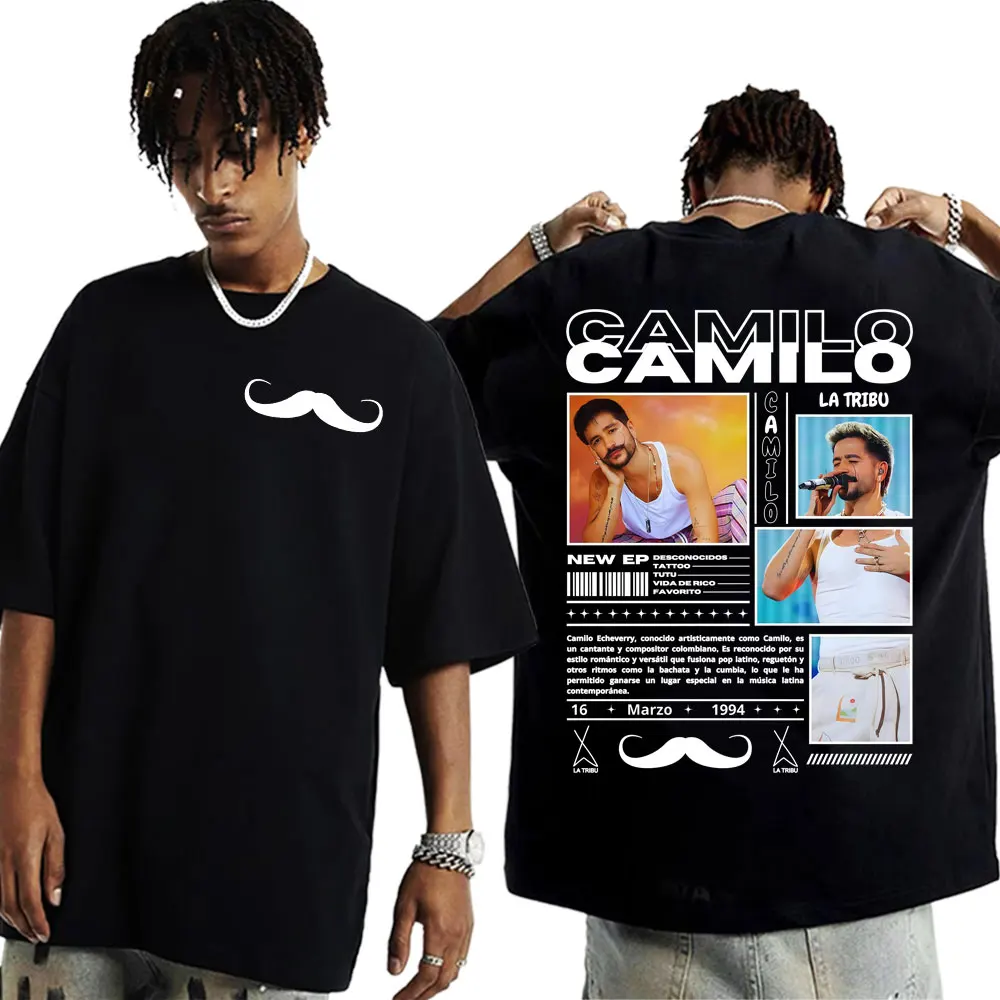 

Рэпер Camilo Echeverri Tour 2025 Merch Лето Футболки с принтом из 100% хлопка Мужские и женские модные повседневные футболки в стиле хип-хоп с коротким рукавом Y2K
