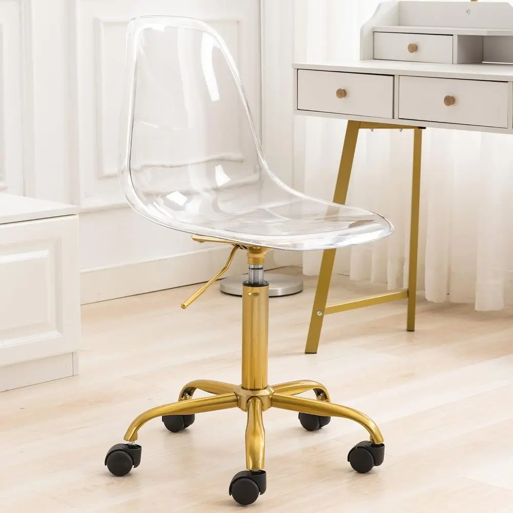 

Acrylic Clear Desk Chair, ern Small Rolling Cute ArmlVanity Plastic Chair Home Oice Lucite Chairs with Wheels and Adjustable