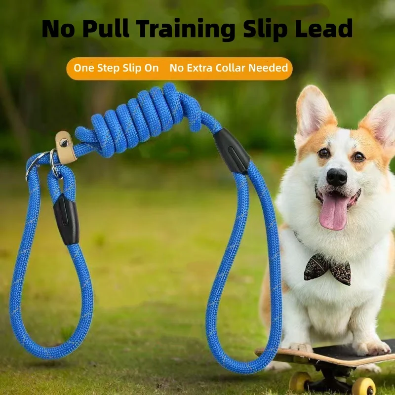 Slip Lead Dog Leash Heavy Duty Nylon P Collar Adjustable No Pull Pet Training Leash for Small Medium Large Dog Walking Obedience
