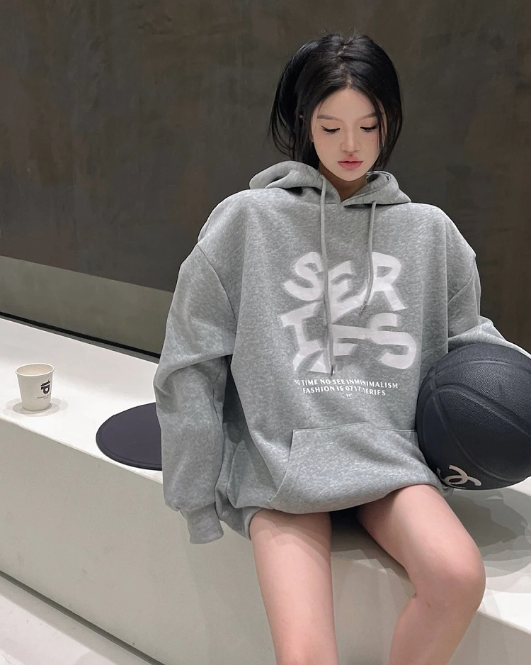 

Women's Hoodie Sweatshirt Oversize Thickened Fleece Long Sleeve Regular Fit Comfortable Style Winter Fashion Casual Wear
