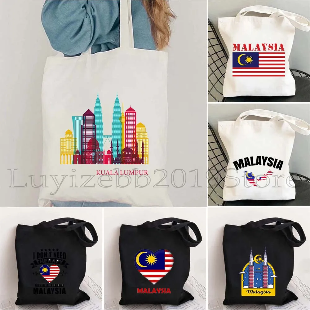 

Kuala Lumpur coat of arms Malaysia Country Flag Map Heart Malaysian Asia Gifts Canvas Shoulder Tote Bag Harajuku Shopper Handbag