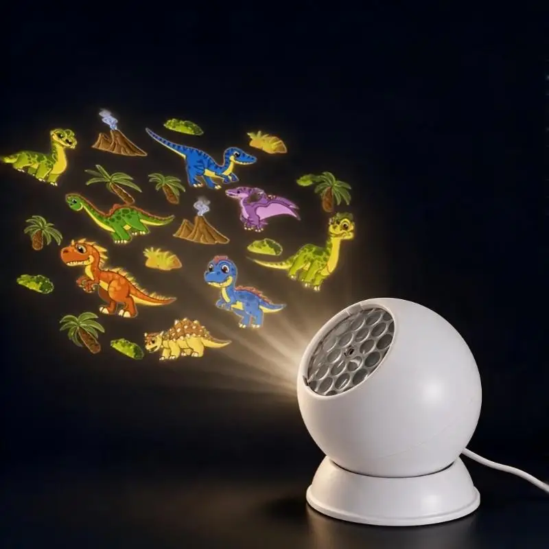 LED Starry Ocean Dinosaur Themed Dynamic Projection Lamp 360° Rotation For Light Bedroom Living Room Birthday Parties Gift