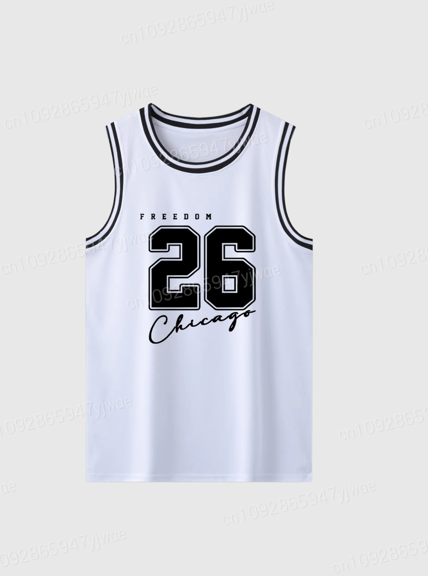 mans FREEDOM No.26 Print Striped Round Neck Casual Tank Top men Basketball Jersey vest Boyfriend Style sport basketball vest
