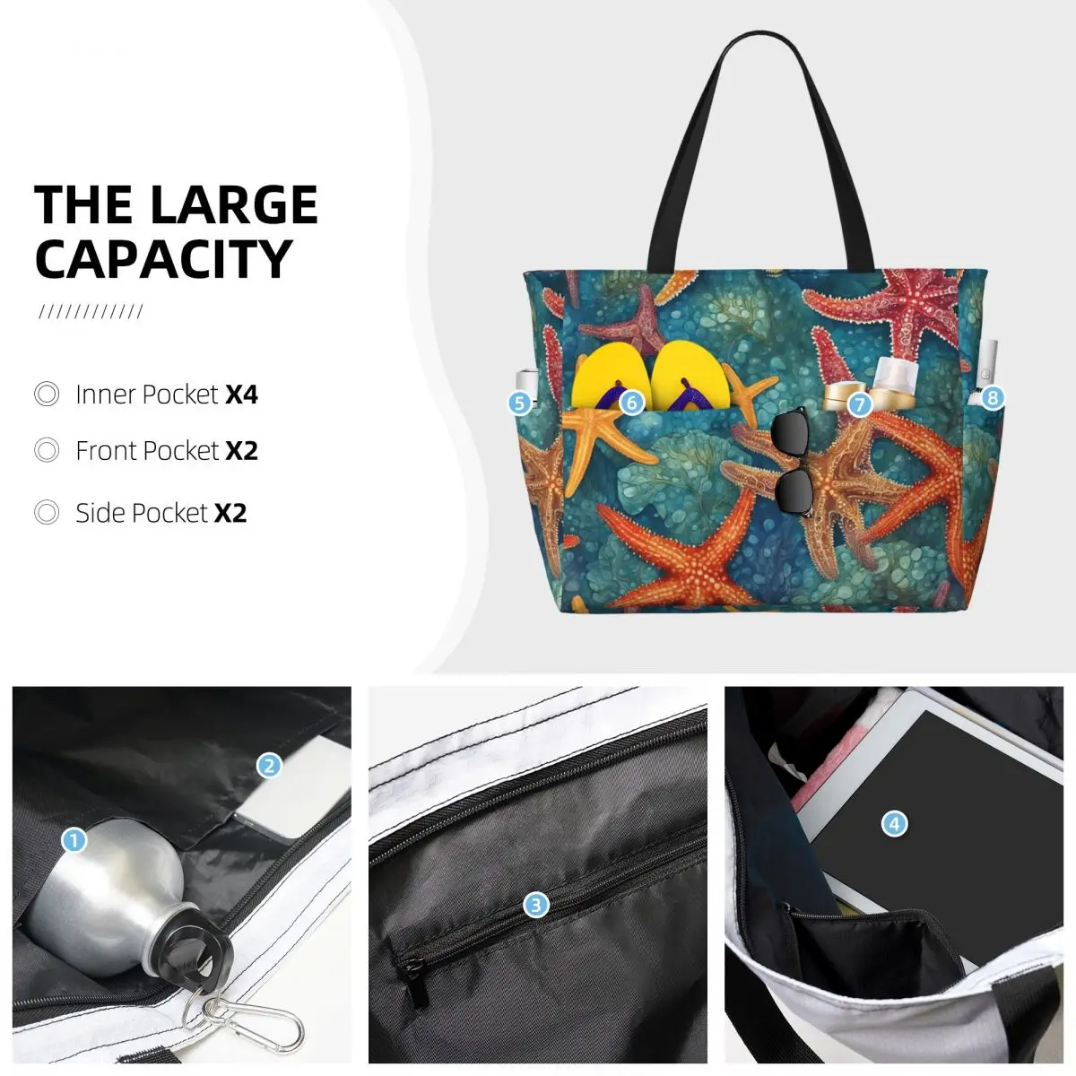 Bolsa de mano de playa de estrella de mar, bolsa de lona grande para deporte, gimnasio, Yoga, bolsa de viaje para mujer, bolsa de Fitness