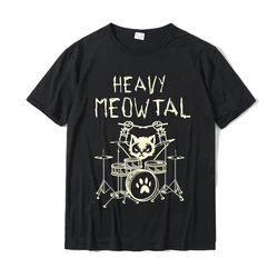 Heavy Meowtal Cat Metal Music Tshirt Women Men Gift Idea Funny Pet Owner T-Shirt Printed Shirt Pure Cotton Plus Size Tops
