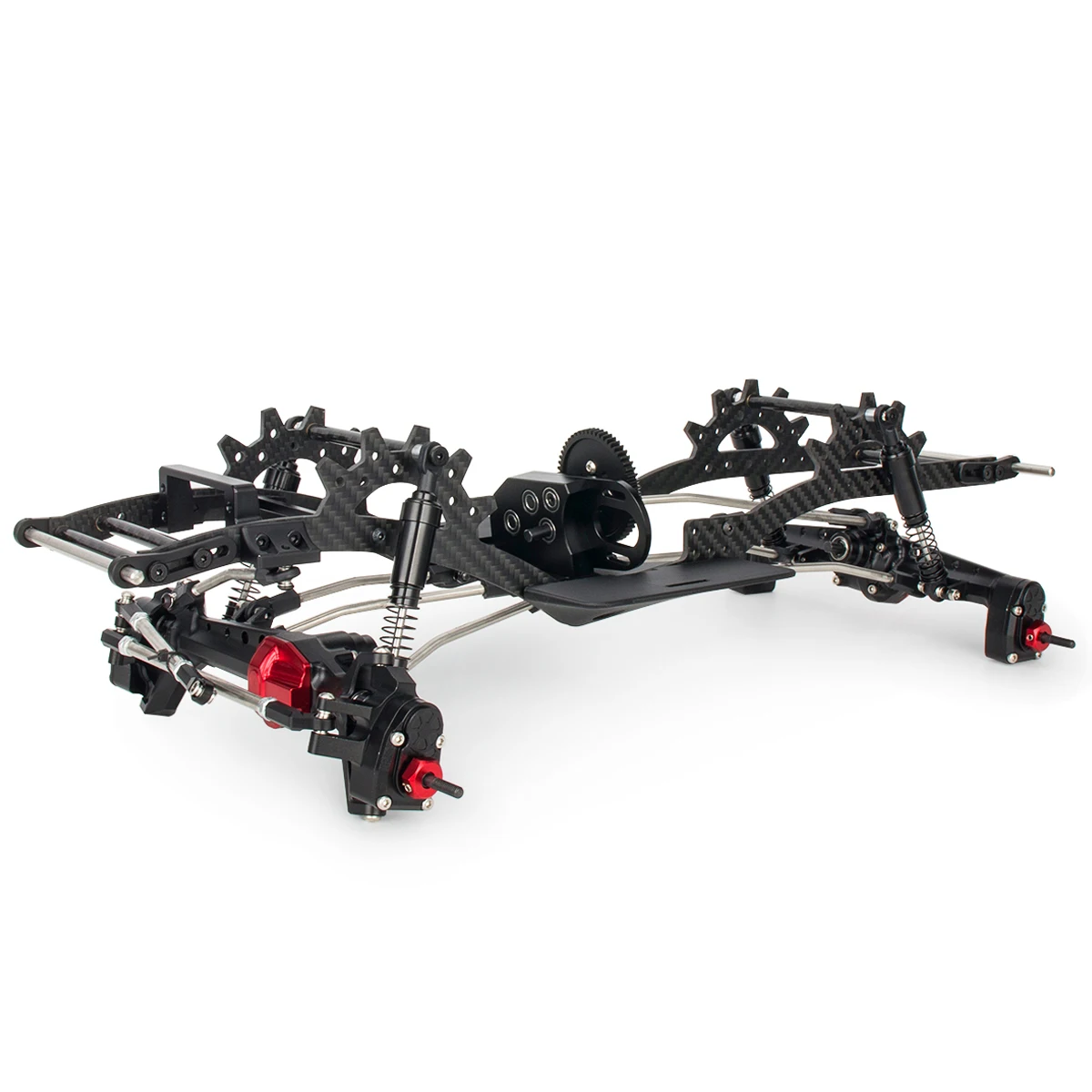 Carbon Fiber LCG Chassis Kit with Delrin Skid Servo Mount for 1/10 RC Car Crawler SCX10 II Capra VS4-10 Comp Builds DIY Parts