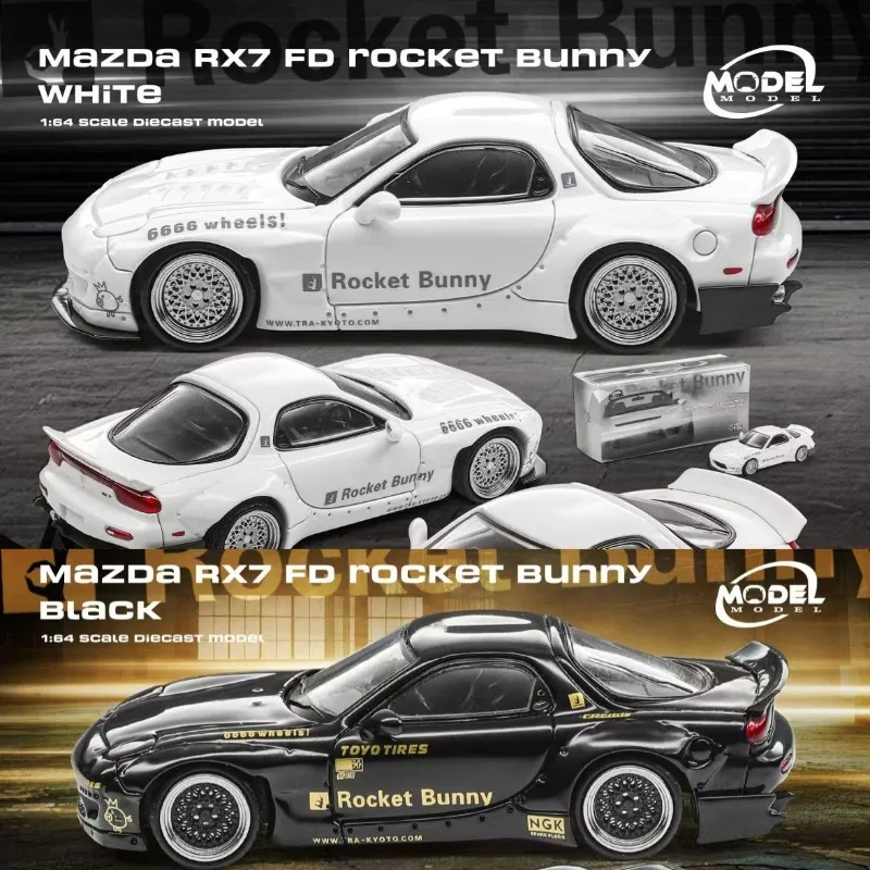 ModelModel 1:64 Mazda RX‑7 FD3S Rocket Bunny Modified Version Die‑cast Alloy Car Model Collectible