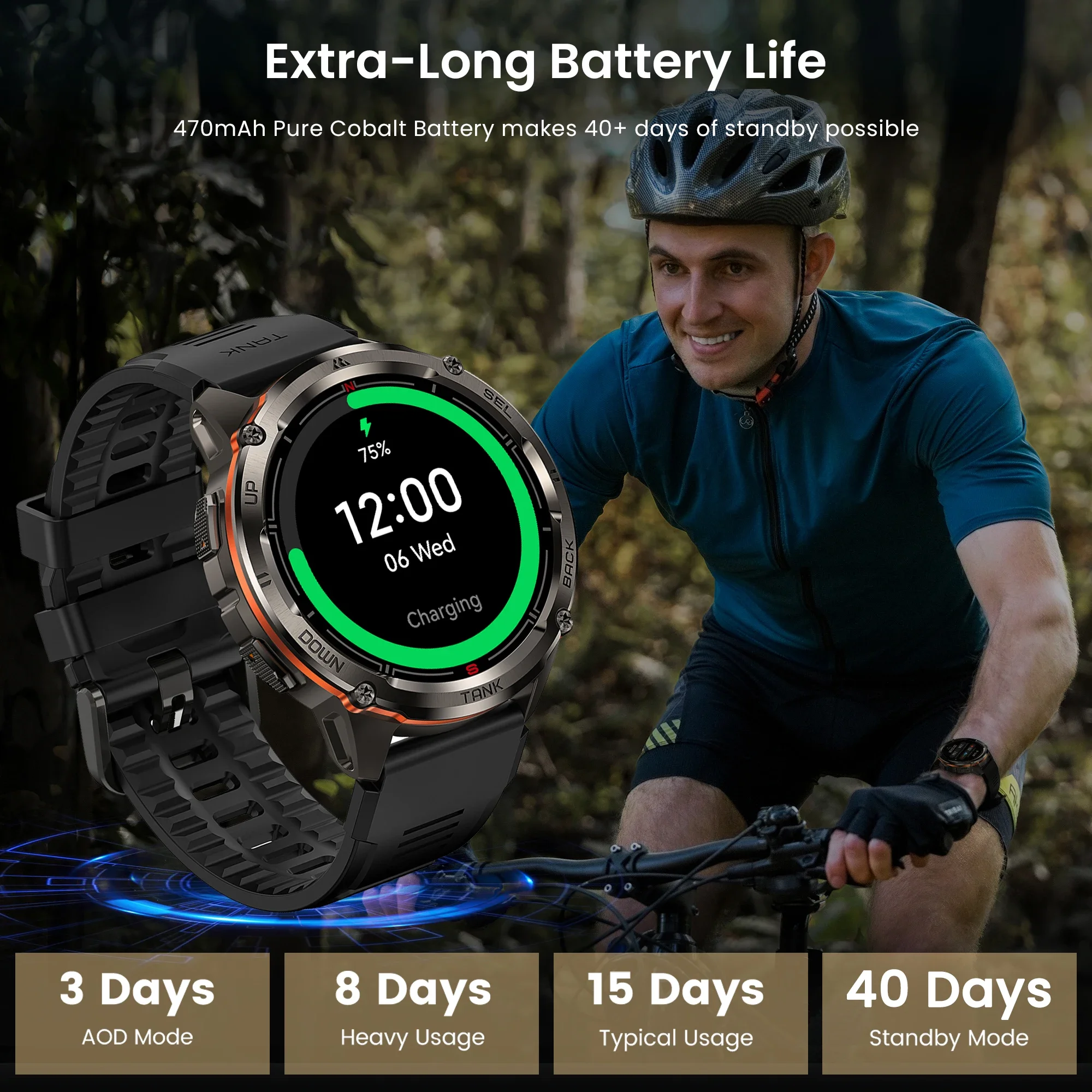 KOSPET TANK T3 Ultra 2 Smart Watch For Men GPS Stainless Steel Smartwatch 50M Waterproof IP69K Health Monitor for Android iOS