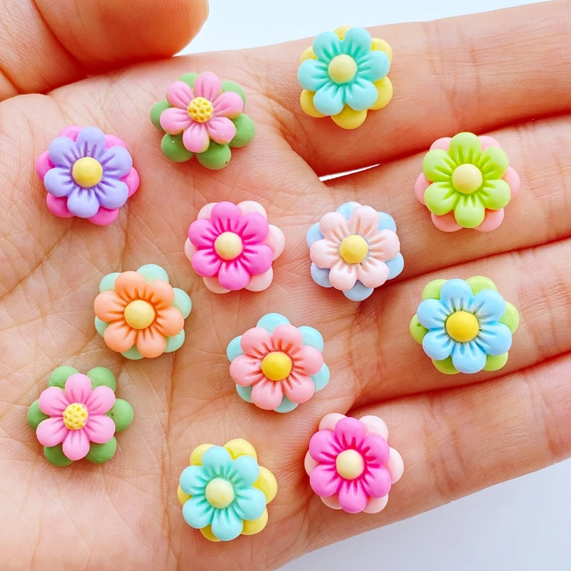 30Pcs New Cute Mini 12mm Floret Series Flat Back Resin Cabochons Scrapbooking DIY Jewelry Craft Decoration Accessorie