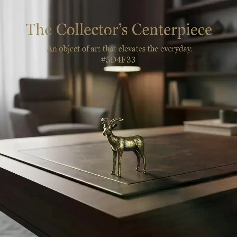 Vintage Brass Leader Sheep Statue Desktop Ornament Metal Cute Figurines Miniatures Home And Office Decoration Car Ornaments