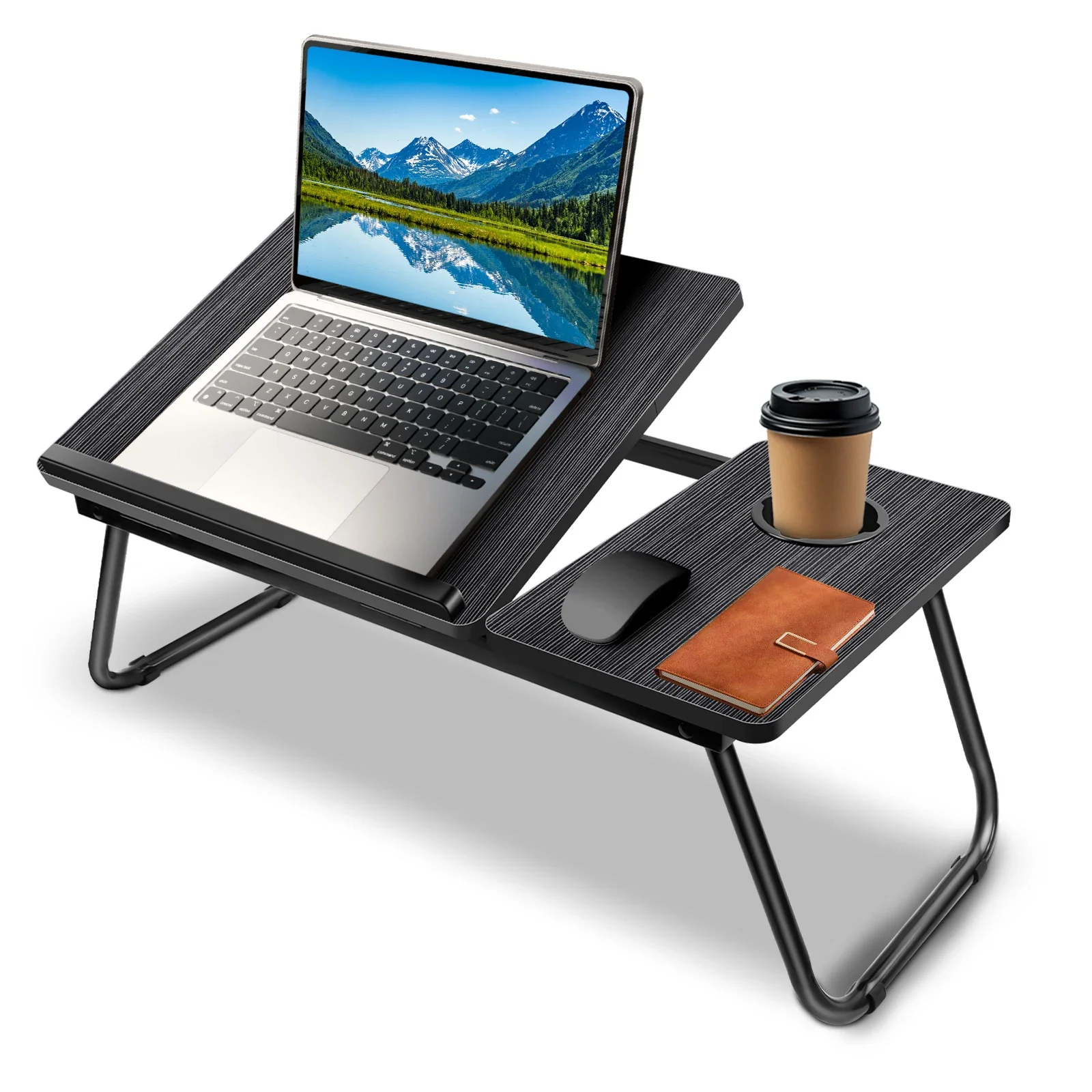 Folding Laptop Desk for Bed,Tray Laptop Table Desk Bed Sofa Use With tablet slot and cup holder,5