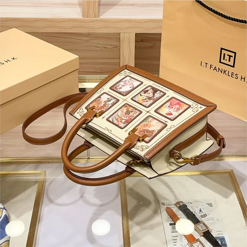 Light luxury brand women\'s handbag 2024 new high-end original fashion designer contrasting color hand-held crossbody shoulder ba