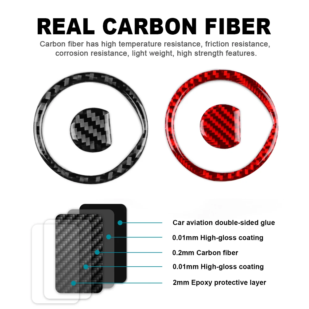 Real Soft Carbon Fiber Sticker For Mercedes Benz Smart 453 Fortwo/Forfour 2016 2017 2018 2019 2020 2021 Steering Wheel Cener Cov