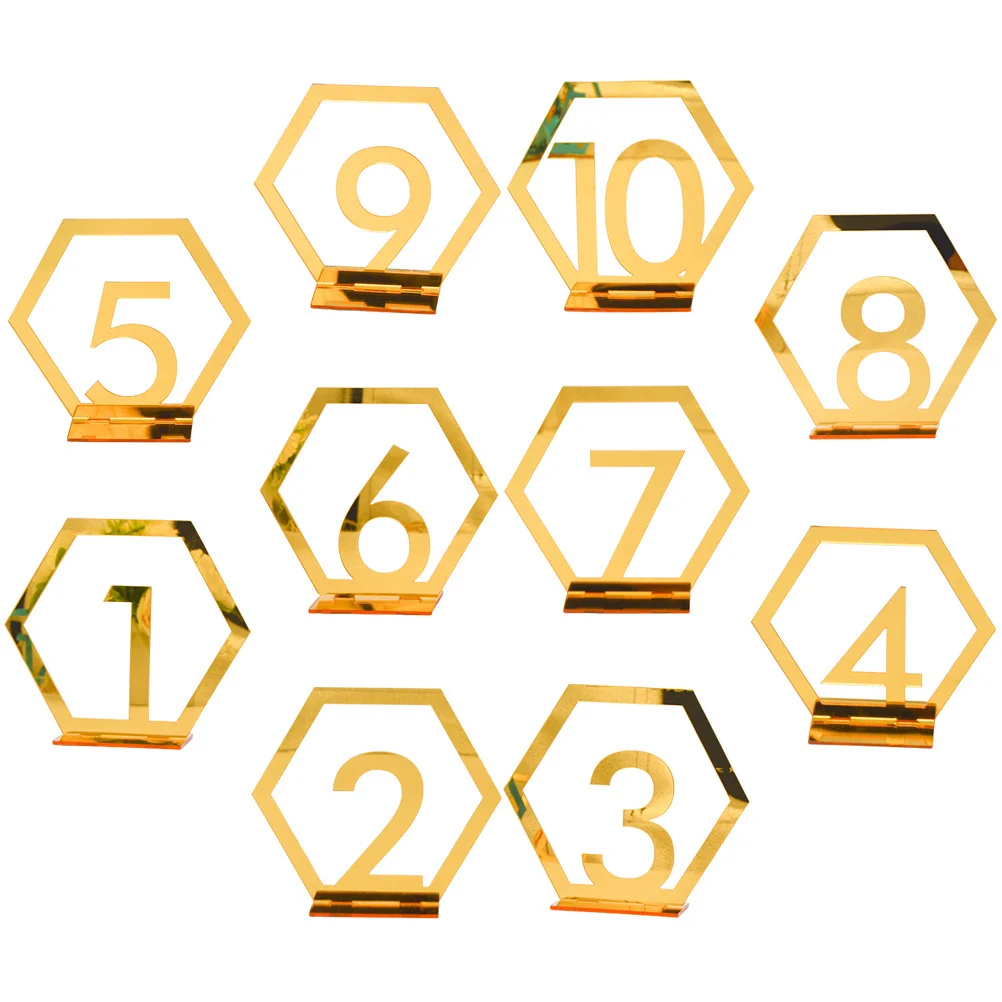 

10Pcs Digital Table Number Plate Acrylic Wedding Signs Party Decor Numbers Holder Cards Stands Banquet Events