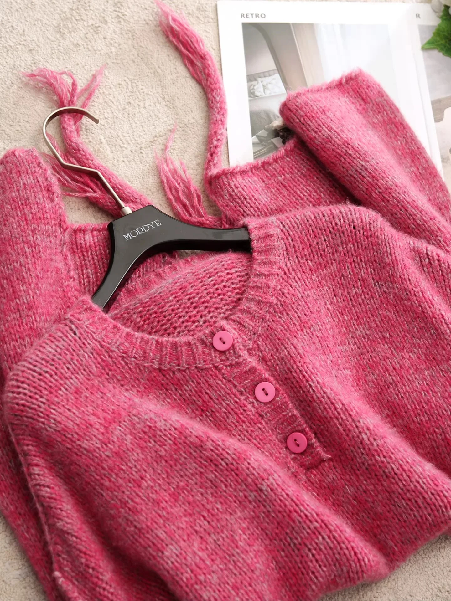 

Свитер с воротником Хенли и бахромой, 30% кашемир, 70% шерсть, цвета конфет, оверсайз, комфортный, с длинными рукавами, термо, от Master Tailoring